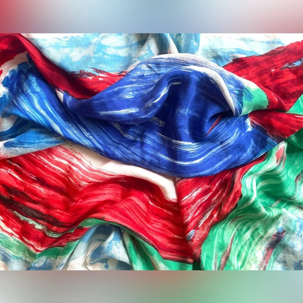 Abstract Multicolor Scarf Silk Scarf Vintage paint art